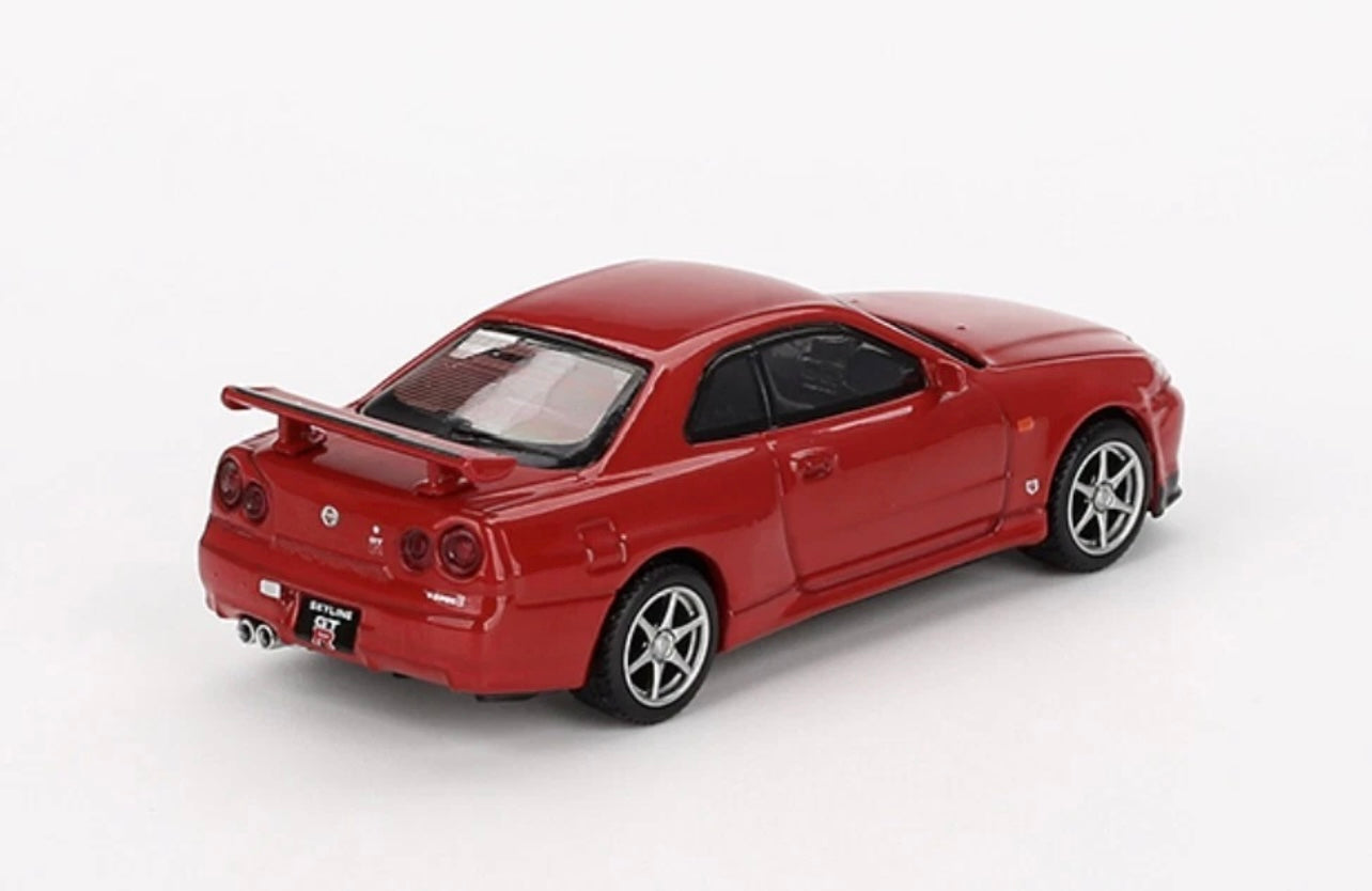 1:64 Nissan Skyline GT-R (R34) V-Spec Active Red Mini GT 796