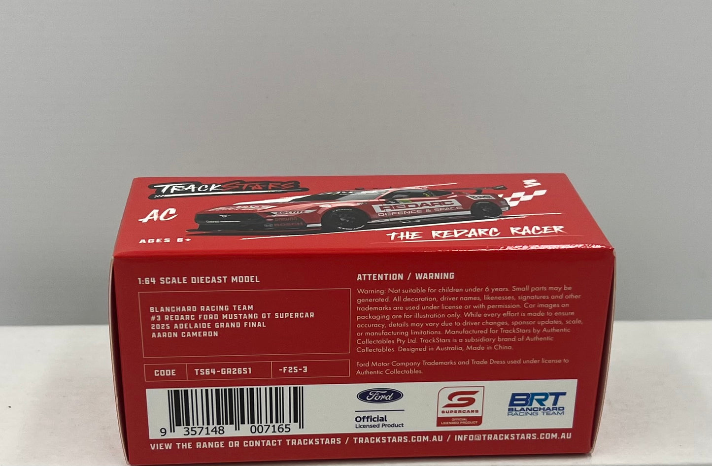 1:64 BRT Aaron Cameron #3 2025 Adelaide Grand Final Redarc Ford Mustang GT Supercar Trackstars