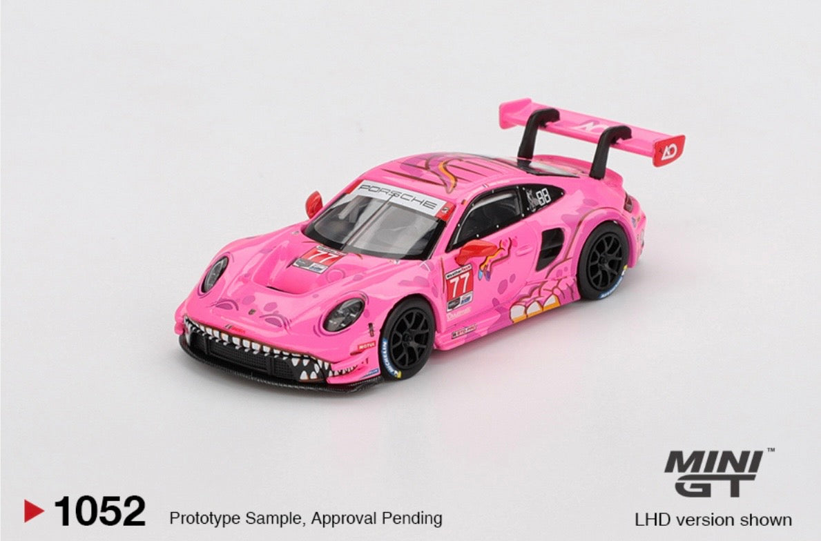 1:64 Porsche 911 GT3 R #77 2024 IMSA Road America AO Racing #1052 Mini GT