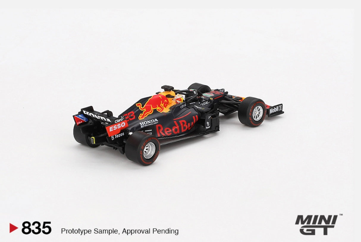 1:64 Max Verstappen #33 2021 Abu Dhabi GP Winner Red Bull Racing RB16B Mini GT 835