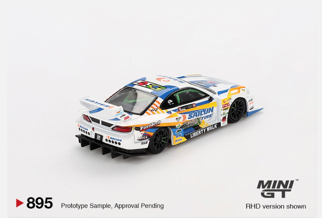 1:64 Nissan Silvia (S15) LB- Super Silhouette #555 2023 Formula Drift Japan Mini GT 895