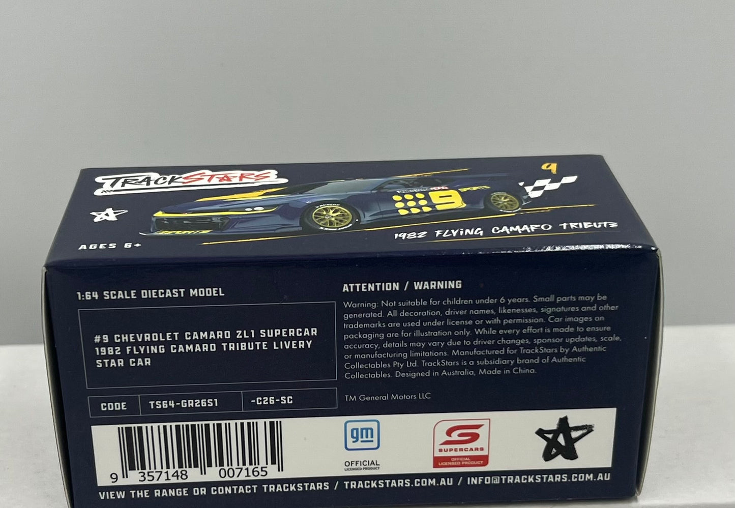 1:64 #9 Chevrolet Camaro Supercar 1982 Flying Camaro Tribute Livery Star Car Trackstars