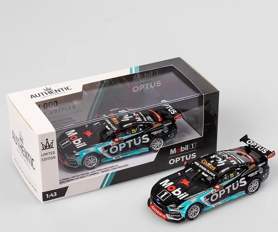 1:43 Chaz Mostert #25 Mobil 1 Optus Racing 2024 NTI Townsville 500 Mustang GT Authentic Collectables