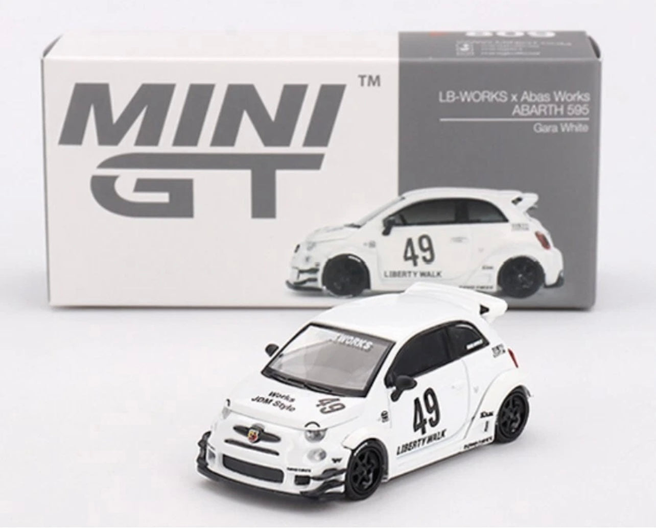 1:64 LB-Works x Abas Works Abarth 595 Gara White Mini GT 809