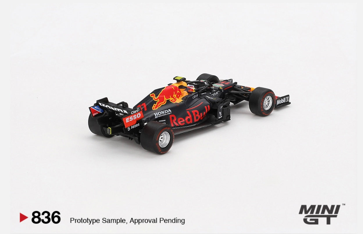 1:64 Sergio Perez #11 Red Bull Racing RB16B 2021 Azerbaijan Grand Prix Winner Mini GT 836