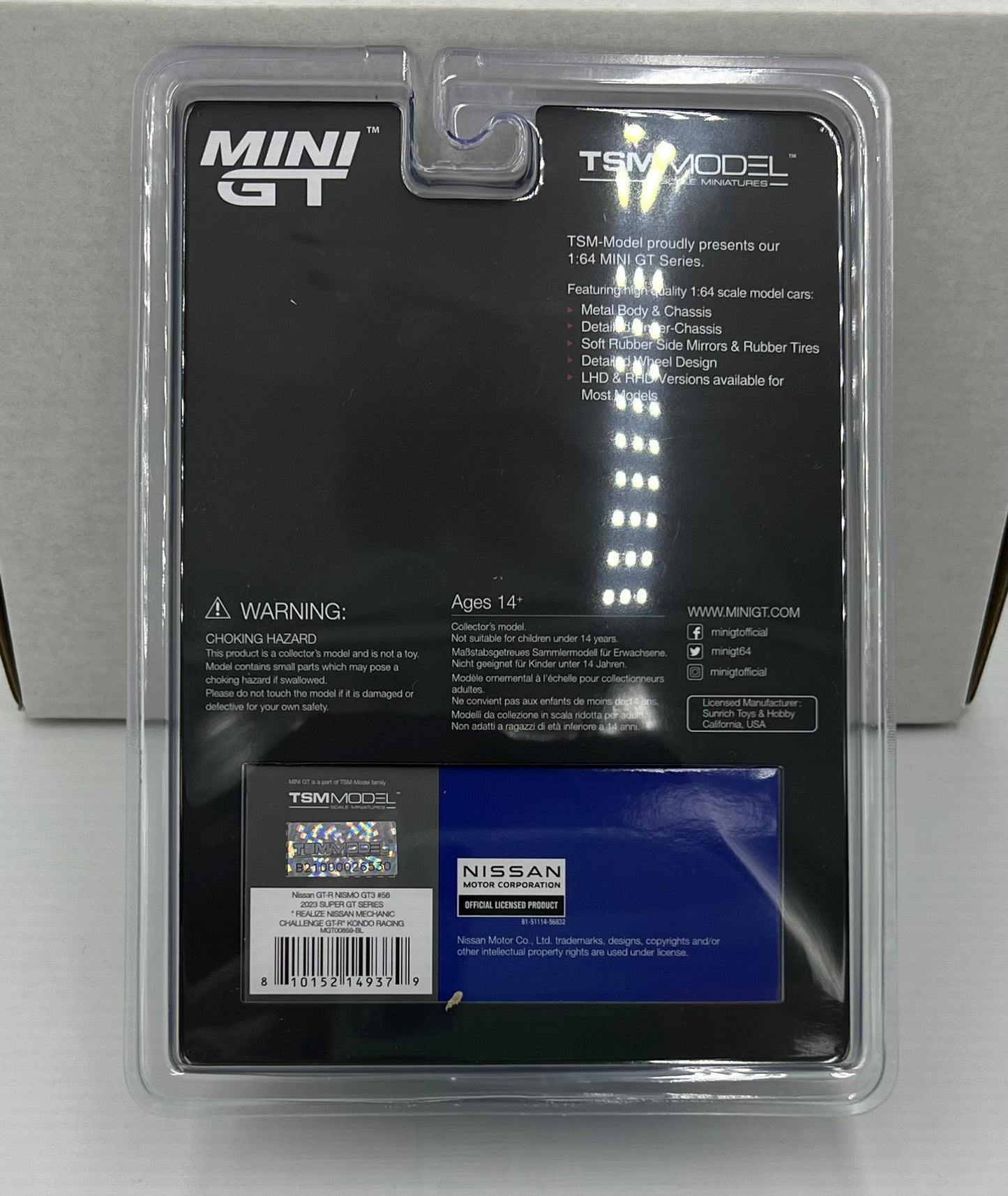 1:64 Nissan GT-R Nismo GT3 #56 2023 Super GT Series Realize Nissan Mechanic MINI GT 859