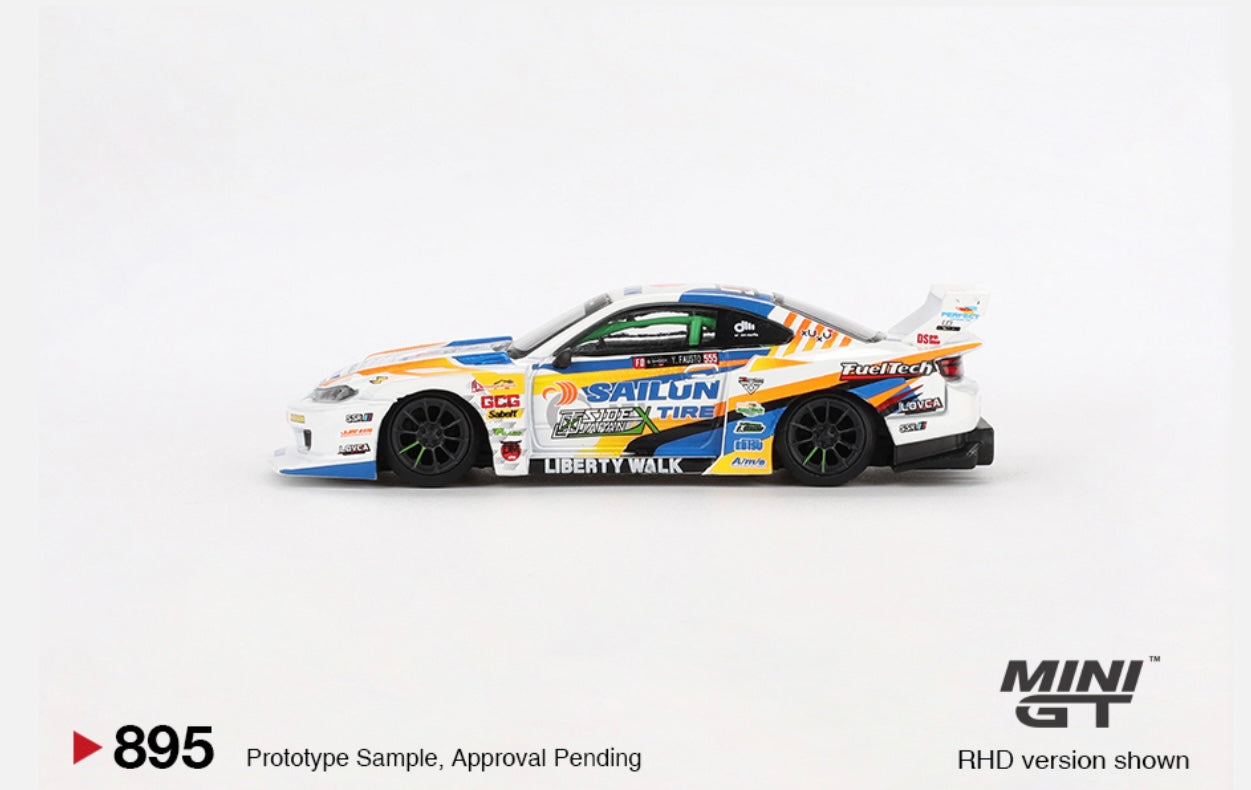 1:64 Nissan Silvia (S15) LB- Super Silhouette #555 2023 Formula Drift Japan Mini GT 895