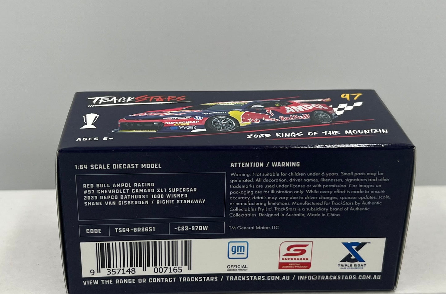 1:64 RBAR 2023 Bathurst Winner Van Gisbergen Stanaway #97 Chevrolet Camaro Supercar Trackstars