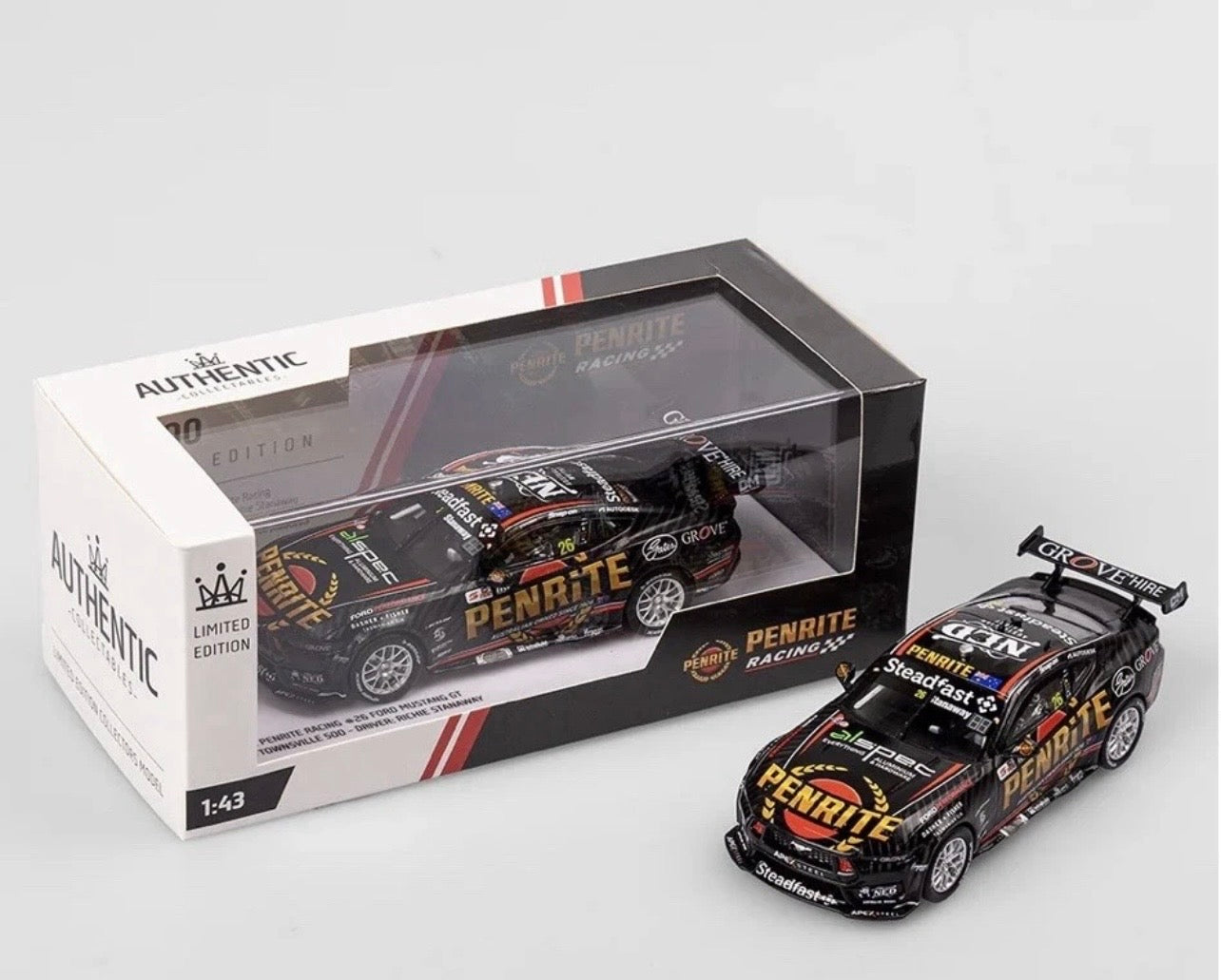 1:43 Penrite Racing Richie Stanaway #26 2024 NTI Townsville 500 Ford Mustang GT Authentic Collectables