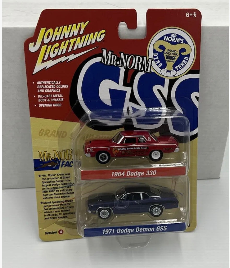 1:64 Mr Norm 1964 Dodge 330 & 1971 Dodge Demon GSS Johnny Lightning