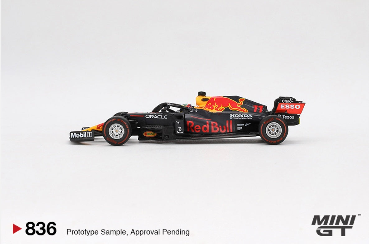 1:64 Sergio Perez #11 Red Bull Racing RB16B 2021 Azerbaijan Grand Prix Winner Mini GT 836
