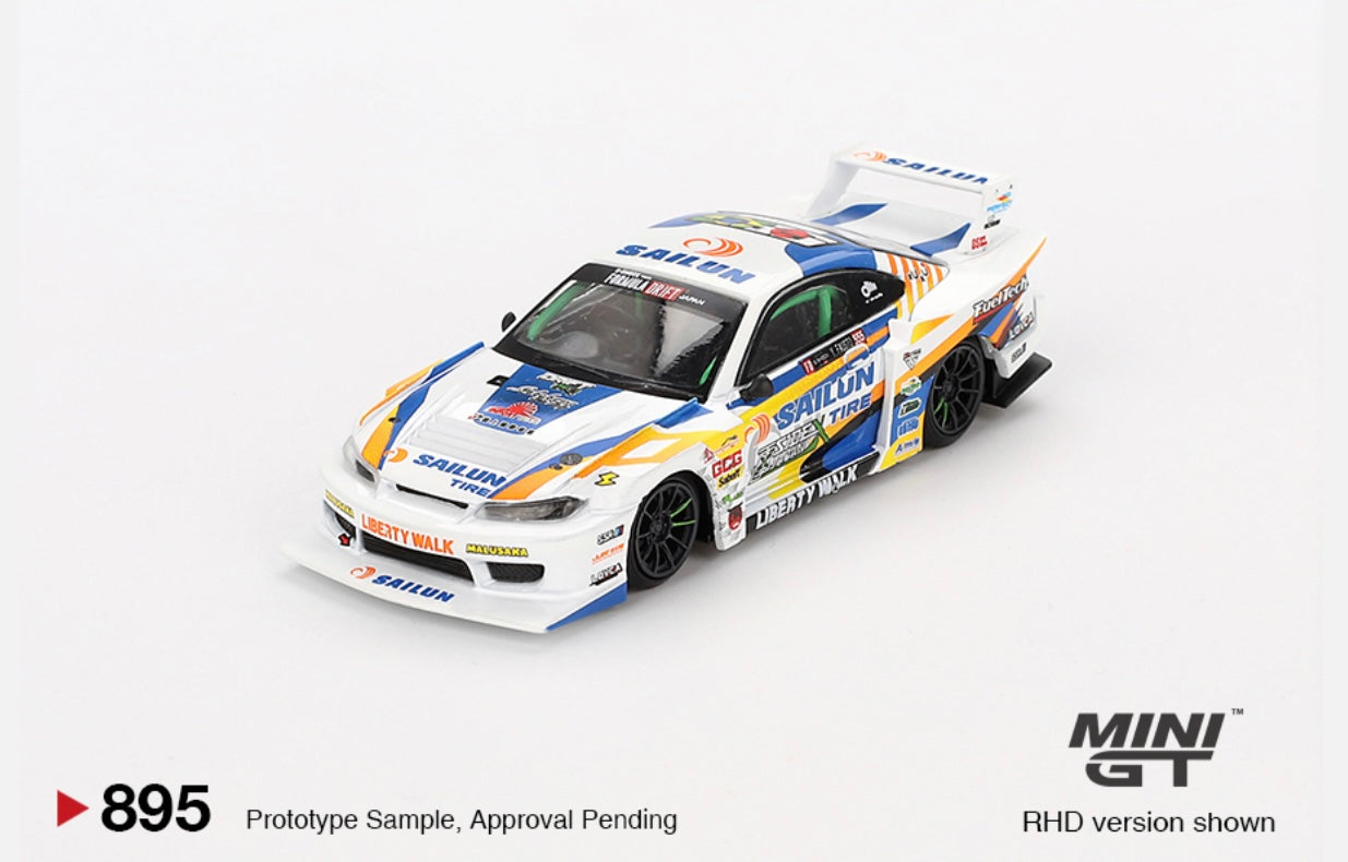 1:64 Nissan Silvia (S15) LB- Super Silhouette #555 2023 Formula Drift Japan Mini GT 895
