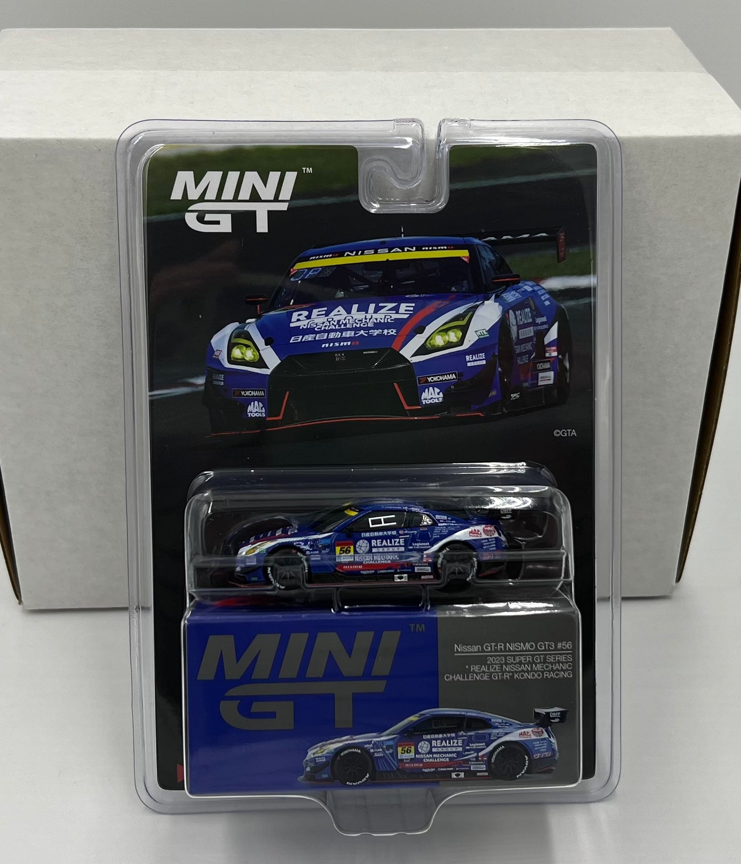 1:64 Nissan GT-R Nismo GT3 #56 2023 Super GT Series Realize Nissan Mechanic MINI GT 859