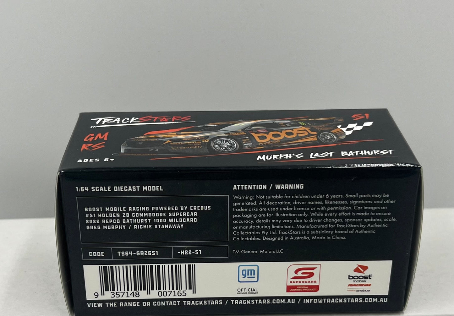 1:64 Boost Mobile Racing Powered by Erebus Murphy Stanaway #51 2022 Bathurst Wildcard Holden ZB Commodore Trackstars
