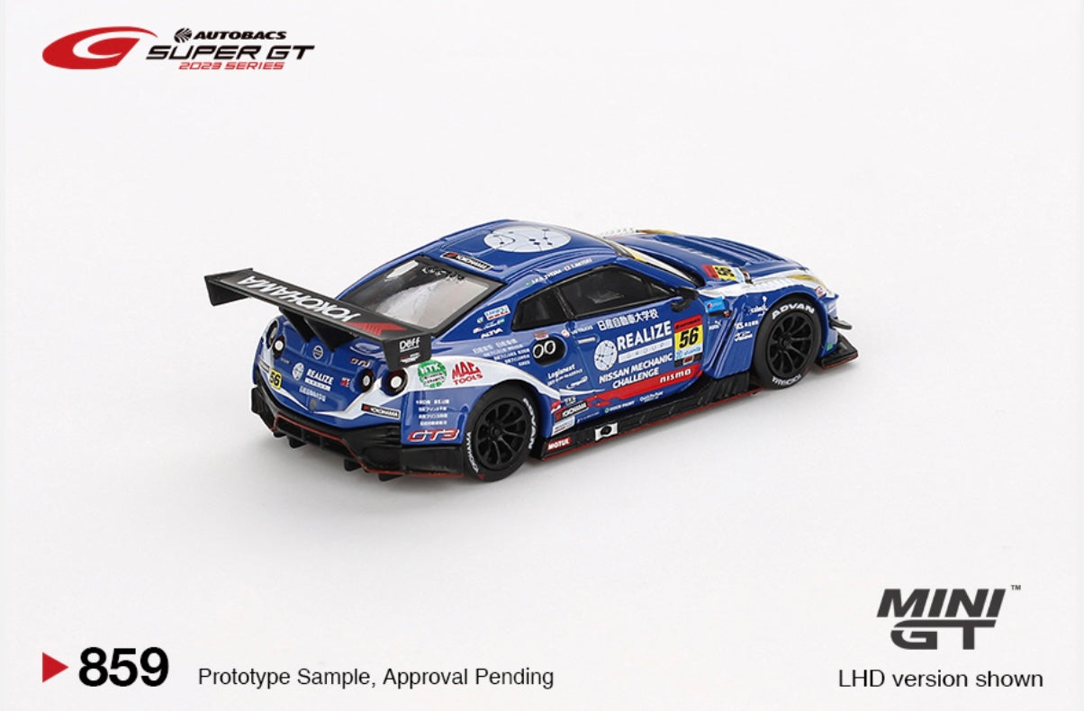 1:64 Nissan GT-R Nismo GT3 #56 2023 Super GT Series Realize Nissan Mechanic MINI GT 859