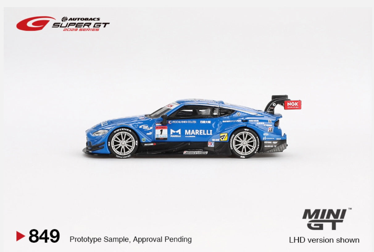 1:64 Nissan Z GT500 #1 Marelli Impul Z Team Impul 2023 Super GT Series 849 Mini GT