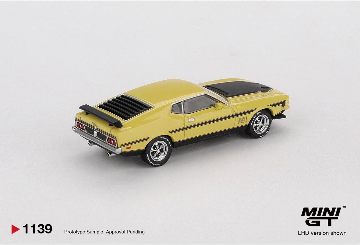 1:64 Ford Mustang Mach 1 Grabber Yellow Mini GT 1139