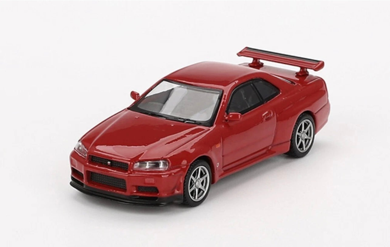 1:64 Nissan Skyline GT-R (R34) V-Spec Active Red Mini GT 796