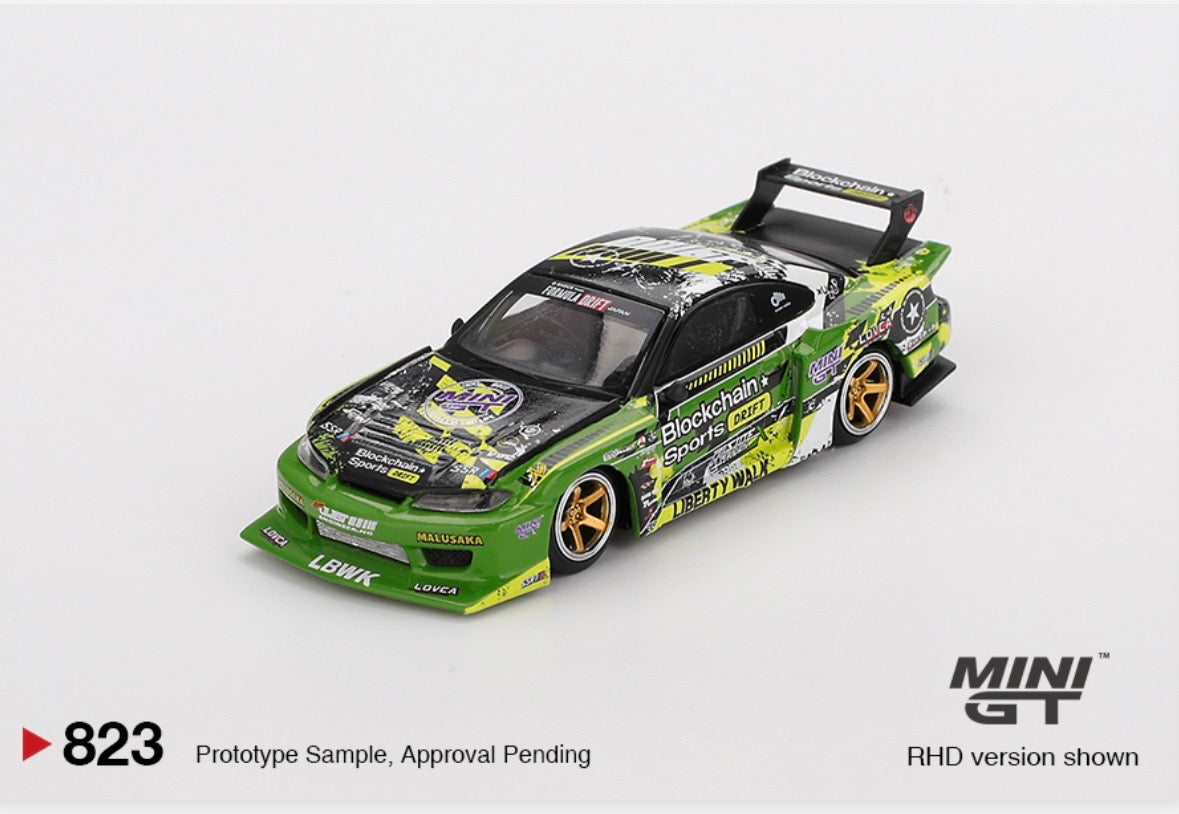 1:64 Nissan Silvia (S15) LB- Super Silhouette #555 V2 2024Formula Drift Japan Mini GT 823