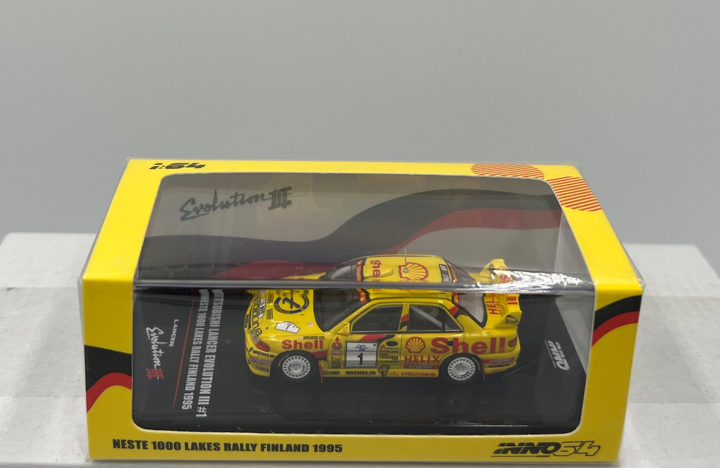 1:64 Mitsubishi Lancer Evolution III Neste 1000 Lakes Rally Finland 1995 #1 Makinen/Harjanne INNO64