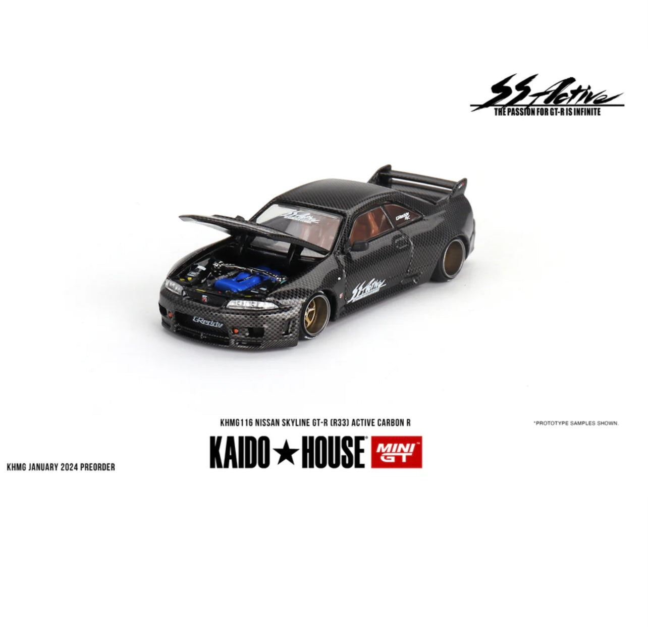 1:64 Nissan Skyline GT-R (R33) Active Carbon #116 Kaido House