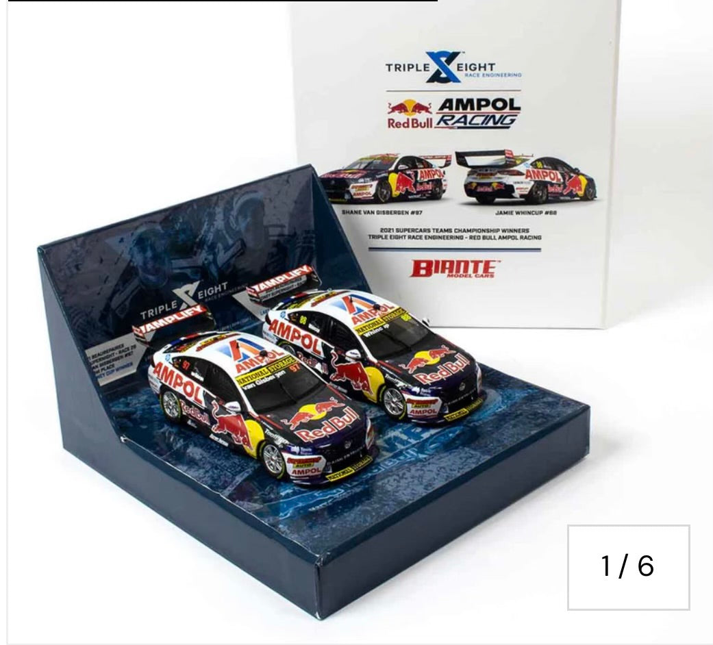 1:43 2021 Supercars Team Championship Winners Triple Eight Engineering- Red Bull Racing Van Gisbergen #97 Whincup #88 Biante