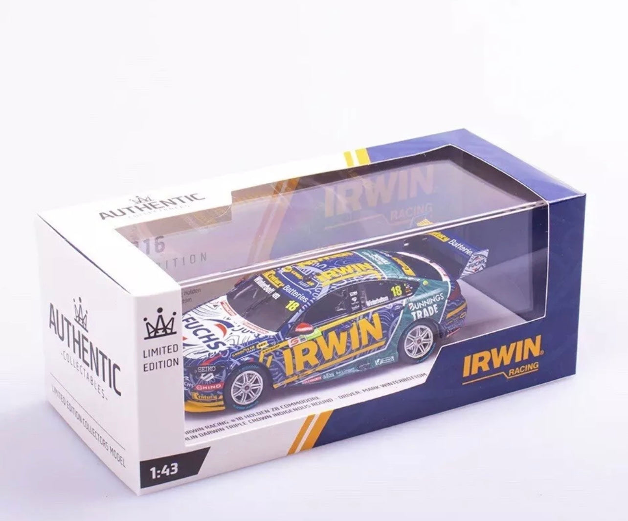 1:43 Mark Winterbottom #18 Irwin Racing 2022 Darwin Indigenous Round Holden ZB Commodore Authentic Collectables