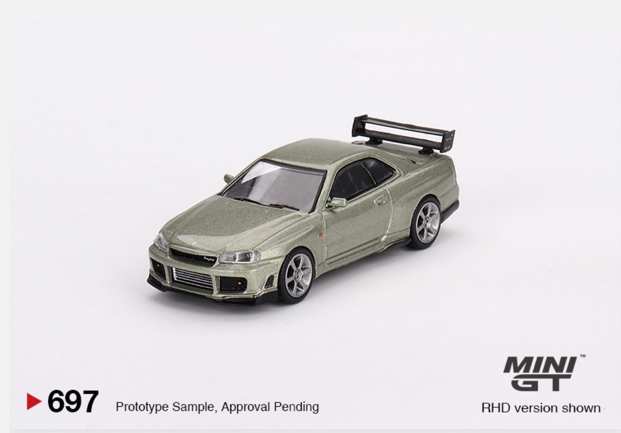 1:64 Nissan Skyline GT-R (R34)Tommykaira R-Z Millennium Jade Mini GT 697