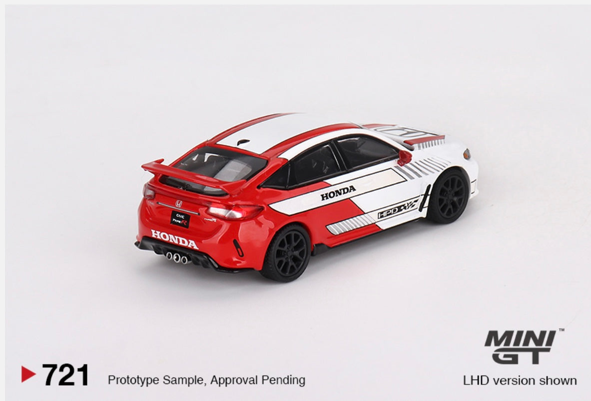 1:64 Honda Civic Type R 2023 Pace Car White Mini GT 721