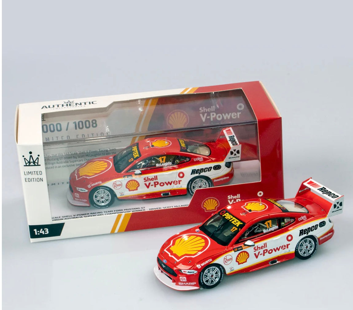 1:43 Scott McLaughlin #17 2019 Championship Winner Ford Mustang GT Shell V-Power Racing Team Authentic Collectables