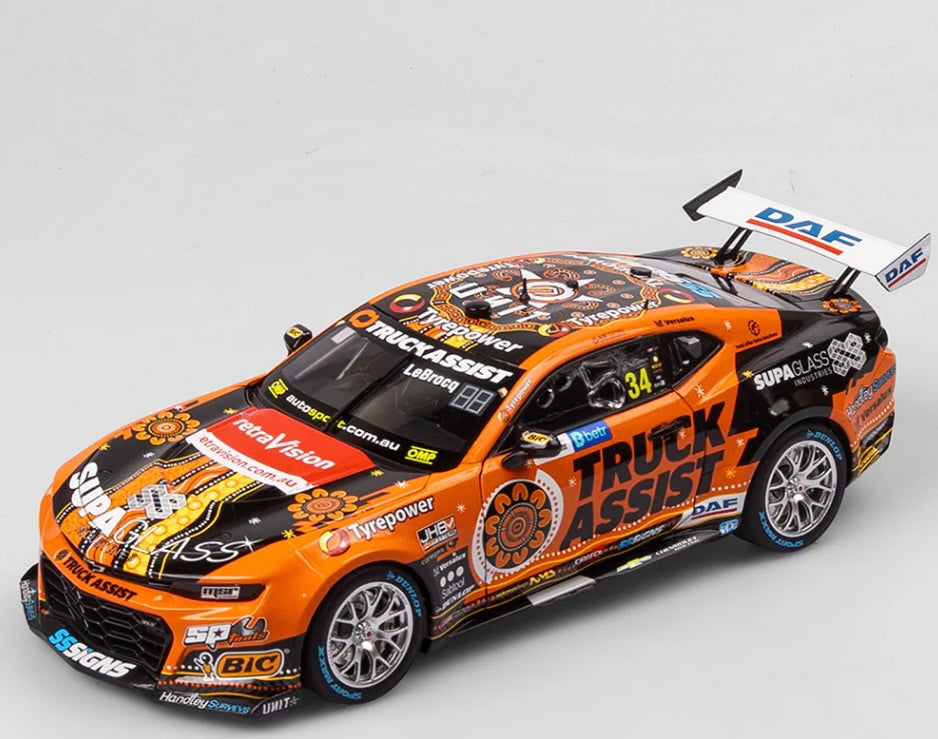 1:18 Jack Le Brocq #34 Truck Assist 2023 Darwin Indigenous Livery Matt Stone Racing Chevrolet Camaro Authentic Collectables