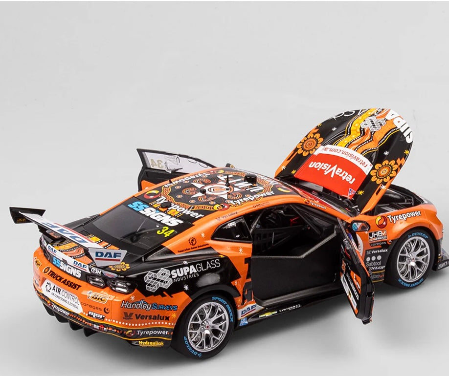 1:18 Jack Le Brocq #34 Truck Assist 2023 Darwin Indigenous Livery Matt Stone Racing Chevrolet Camaro Authentic Collectables