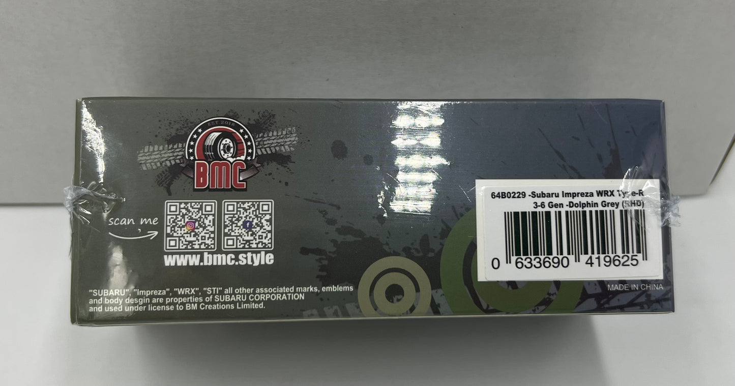 1:64 Subaru Impreza WRX Type-R 3-6 Gen Dolphin Grey RHD BMC