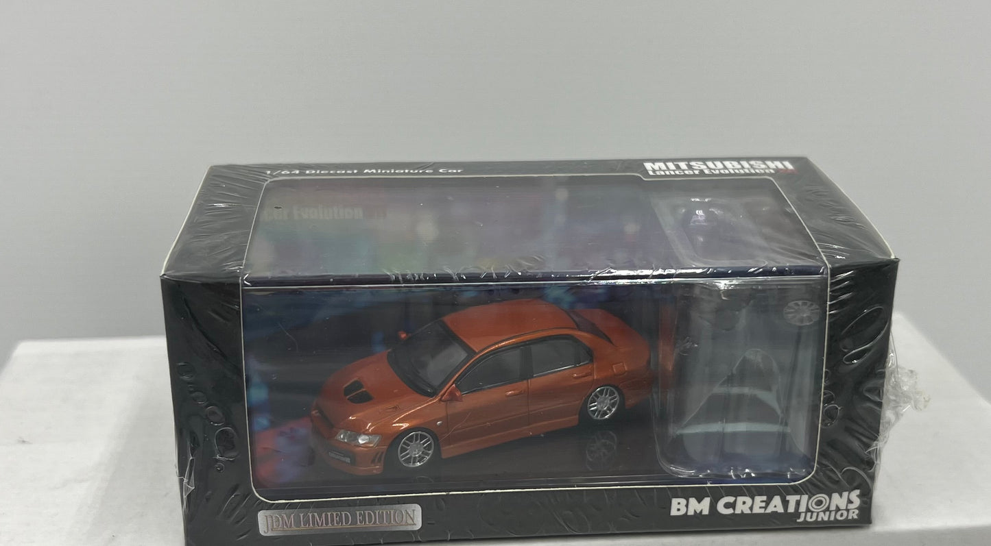 1:64 Mitsubishi Lancer Evolution VII Custome Orange RHD Limited Edition BM Creations Junior