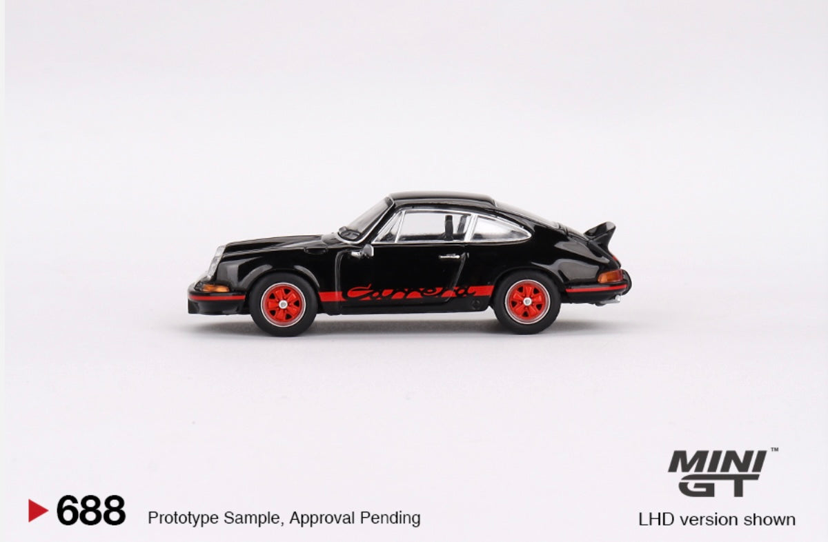 1:64 Porsche 911 Carrera RS 2.7 Black with Red Livery Mini GT 688
