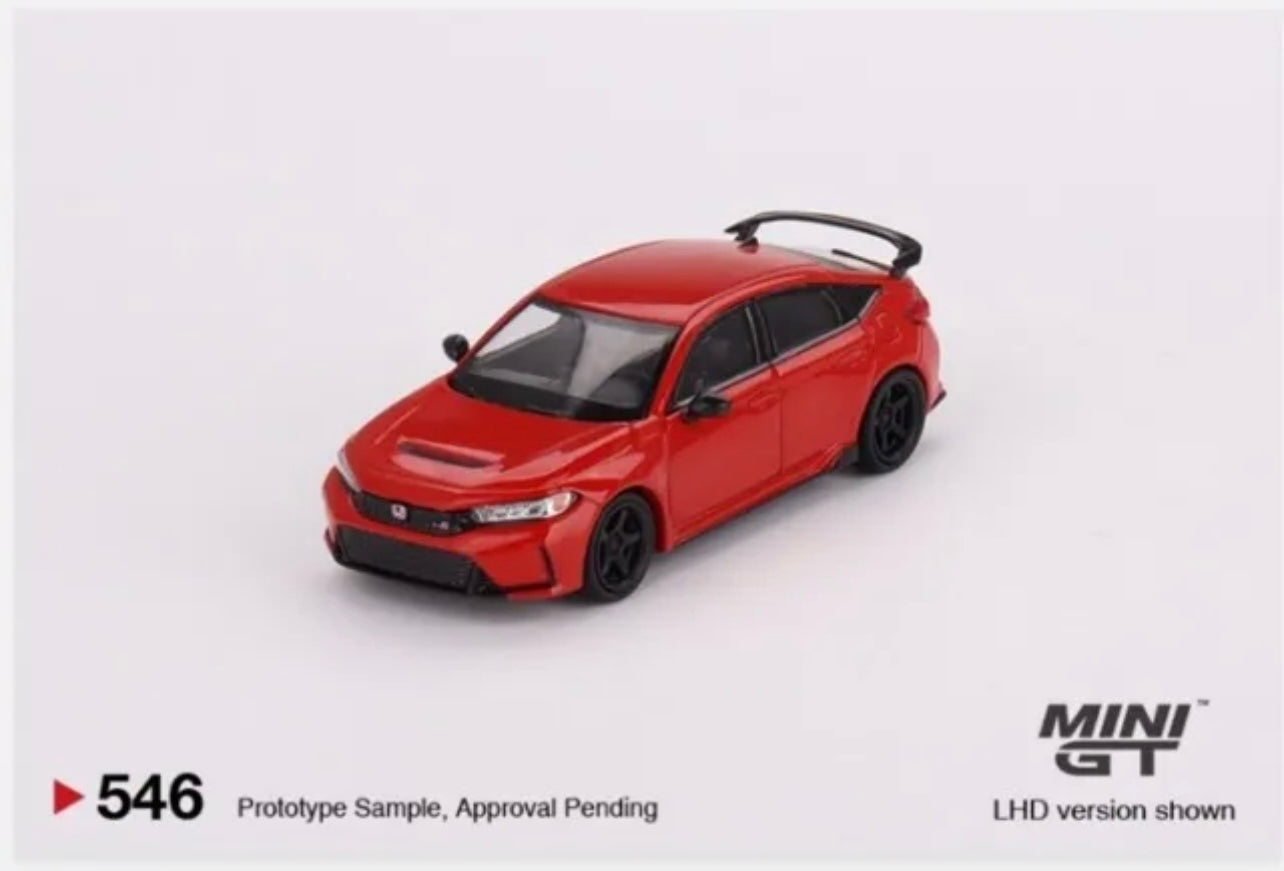 1:64 Honda Civic Type R Rallye Red 2023 w/ Advan GT Wheel Mini GT 546