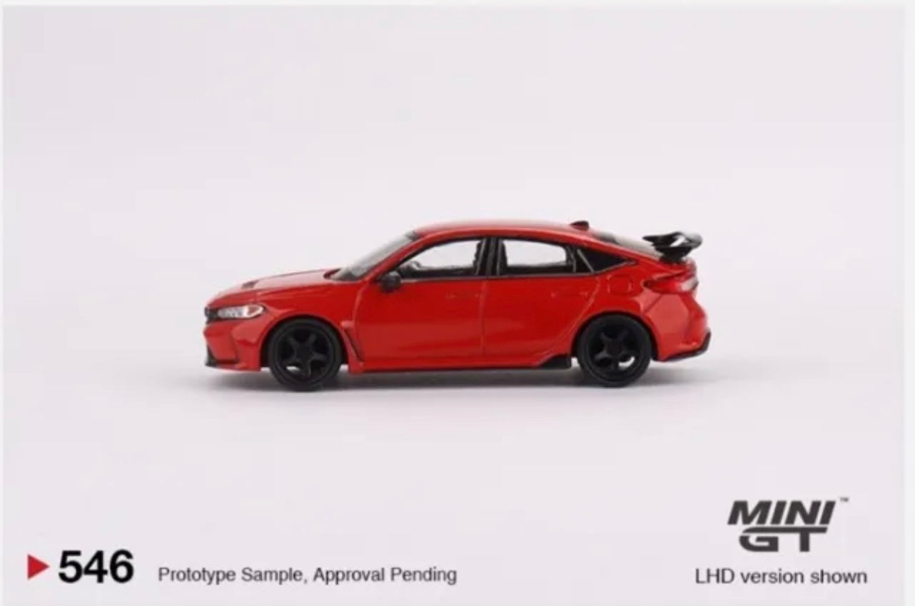 1:64 Honda Civic Type R Rallye Red 2023 w/ Advan GT Wheel Mini GT 546