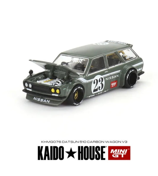 1:64 Datsun 510 Wagon Carbon Fiber V3 Green #076 Kaido House