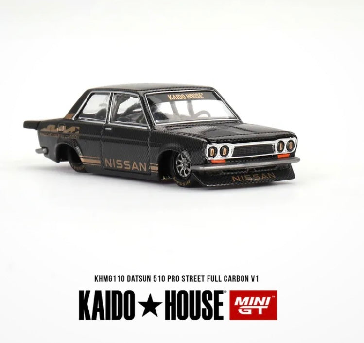 *PREORDER* Kaido House x MINI GT 1/64 Nissan Datsun Street 510 Racing V1 in  Black Carbon