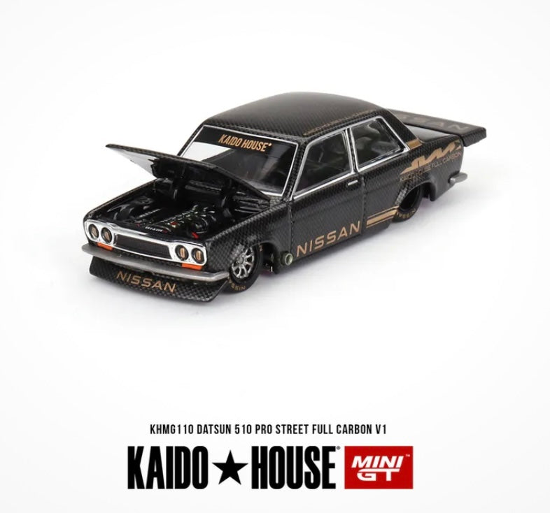 1:64 Datsun 510 Pro Street Full Carbon V1 Black Carbon #110 Kaido House