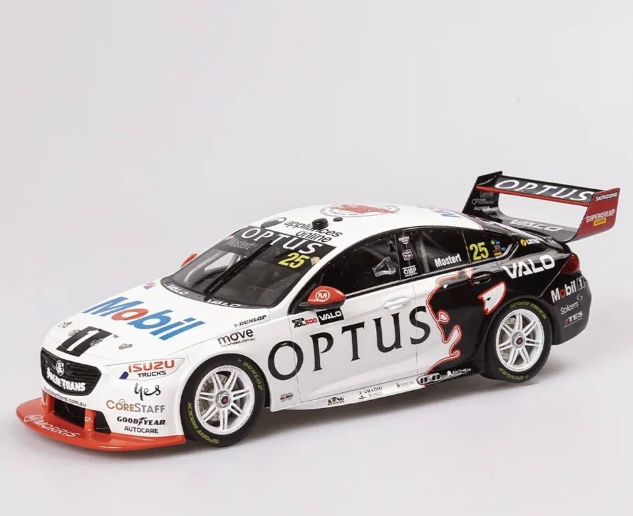 1:18 Chaz Mostert #25 2022 Valo Adelaide 5000 Holden Tribute Livery Mobil 1 Optus Racing