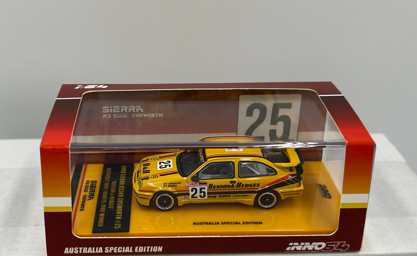 1:64 Ford Sierra RS500 Cosworth #25 Longhurst Mezera 1988 Bathurst Winner Benson & Hedges INNO64