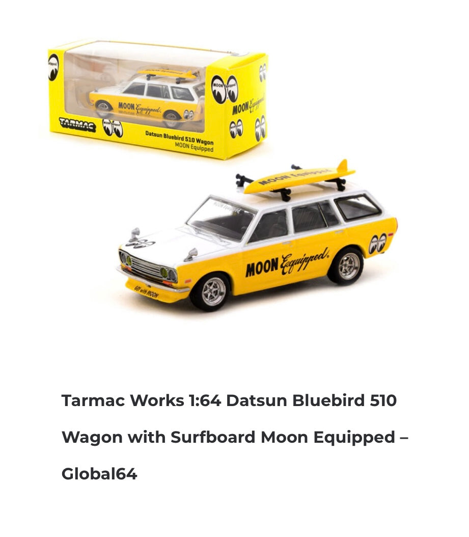 1:64 Datsun Bluebird 510 Wagon with Surfboard Moon Equipped Tarmac Works