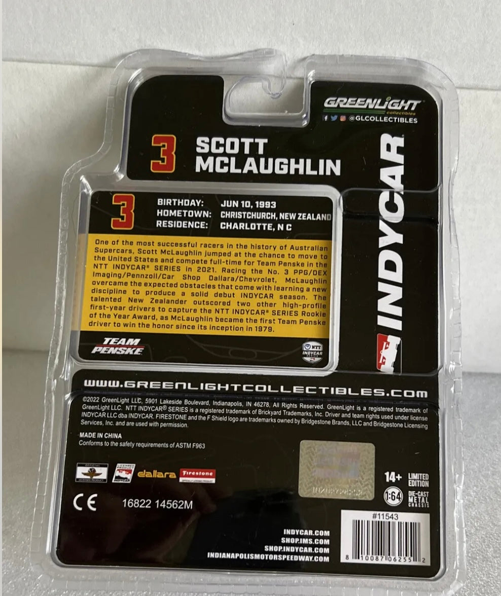 1:64 #3 Scott McLaughlin 2022 Chevrolet Team Penske Indycar Greenlight