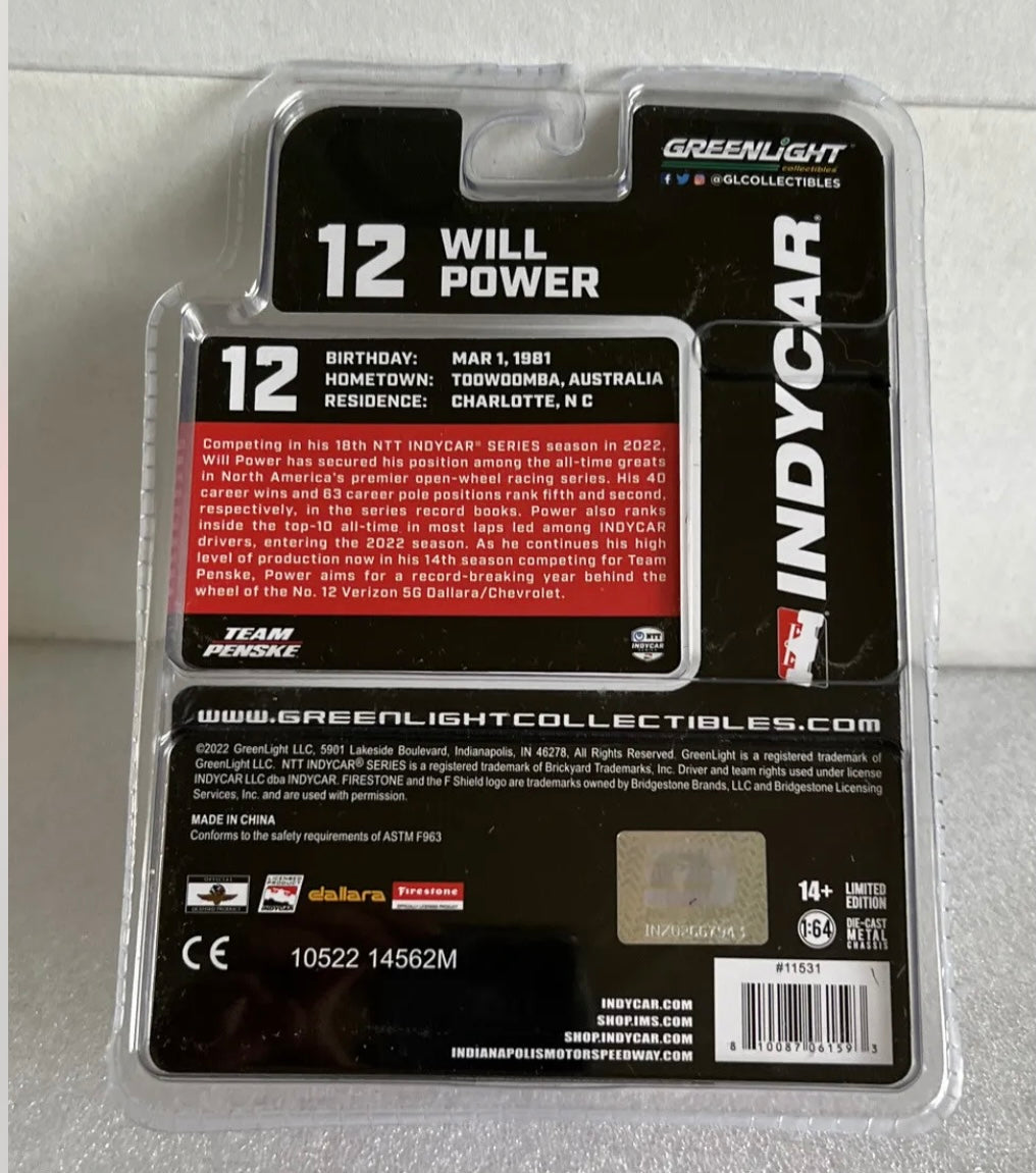 1:64 #12 Will Power 2022 Chevrolet Team Penske Indycar Greenlight