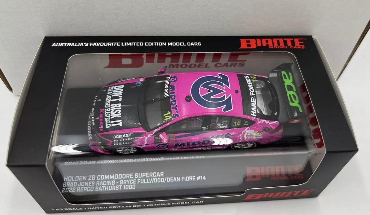 1:43 Fullwood Fiore #14 2022 Bathurst 1000 BJR Holden ZB Commodore Biante