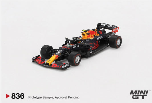 1:64 Sergio Perez #11 Red Bull Racing RB16B 2021 Azerbaijan Grand Prix Winner Mini GT 836
