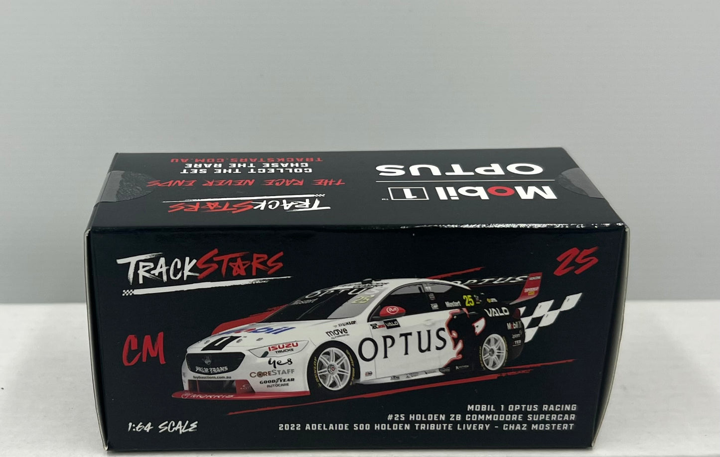1:64 Mobil 1 Optus Racing Chaz Mostert #25 2022 Adelaide 500 Holden Tribute Livery Holden ZB Commodore Trackstars