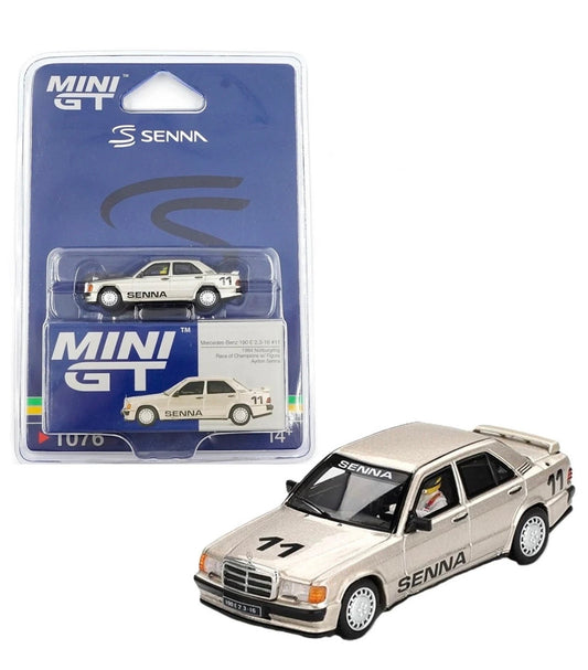 1:64 Ayrton Senna #11 Mercedes- Benz 190 E 2.3 - 16 1984 Nurburgring Race of Champions w/Figure Mini GT 1076