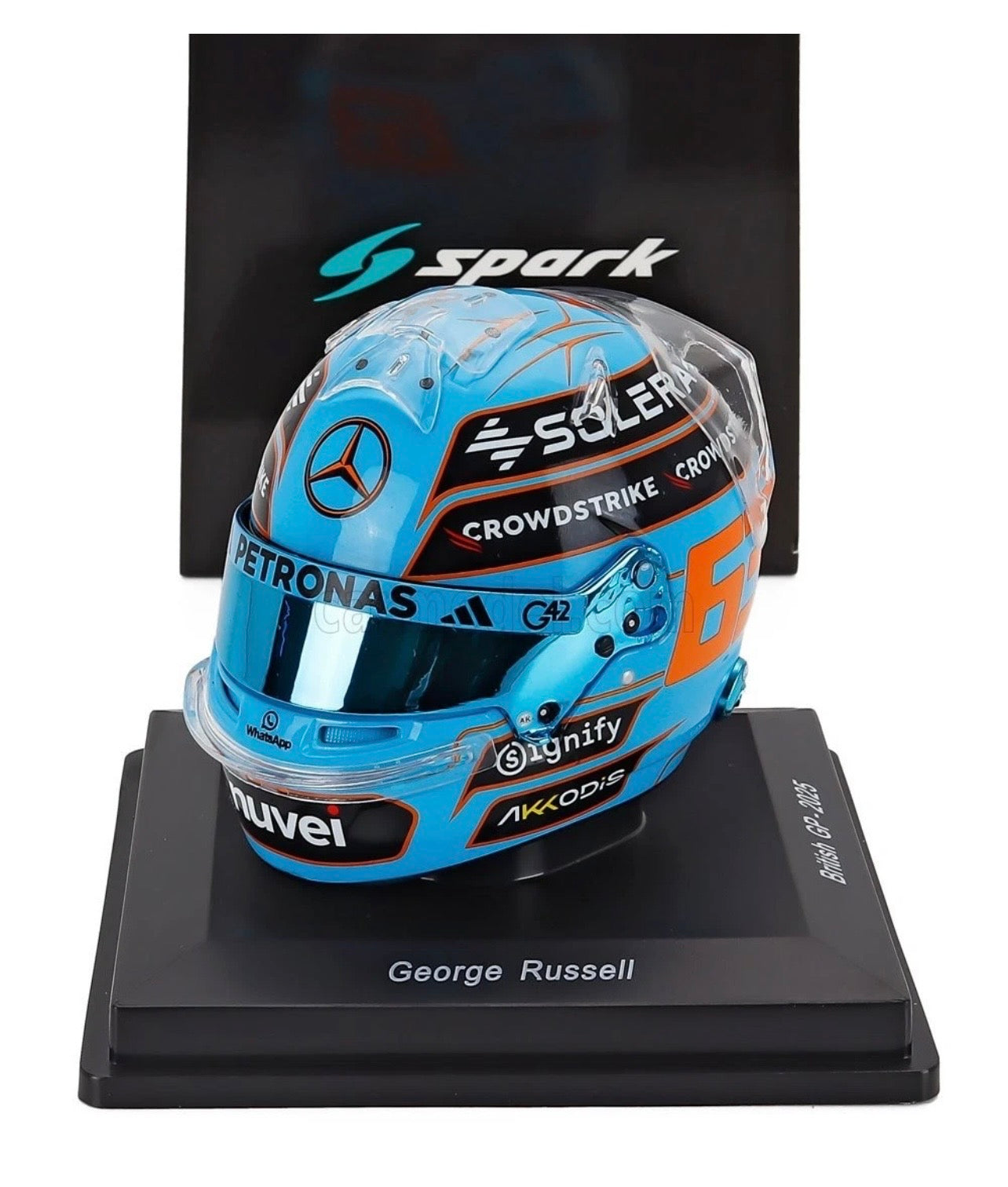 1:5 George Russell Mercedes AMG Petronas F1 2025 British GP Helmet Spark